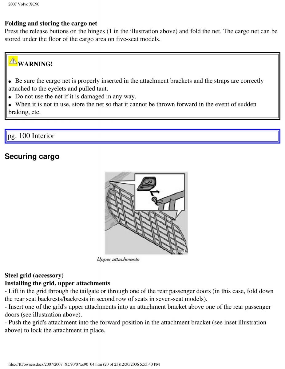 manual Volvo XC90 Volvo XC90 I 1 owners manual / page 114