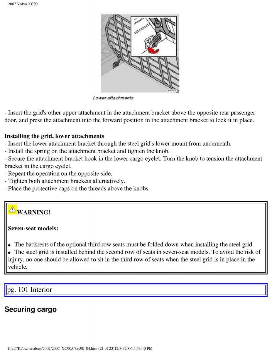 manual Volvo XC90 Volvo XC90 I 1 owners manual / page 115