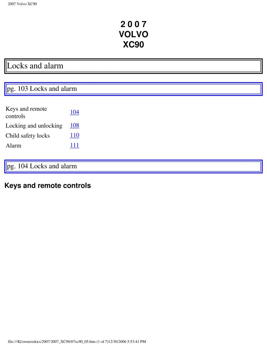 manual Volvo XC90 Volvo XC90 I 1 owners manual / page 118