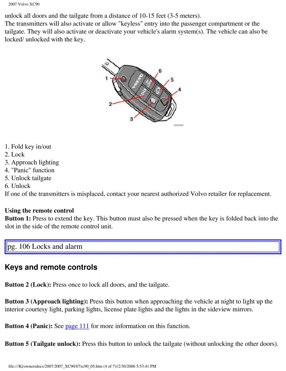 manual Volvo XC90 Volvo XC90 I 1 owners manual / page 121