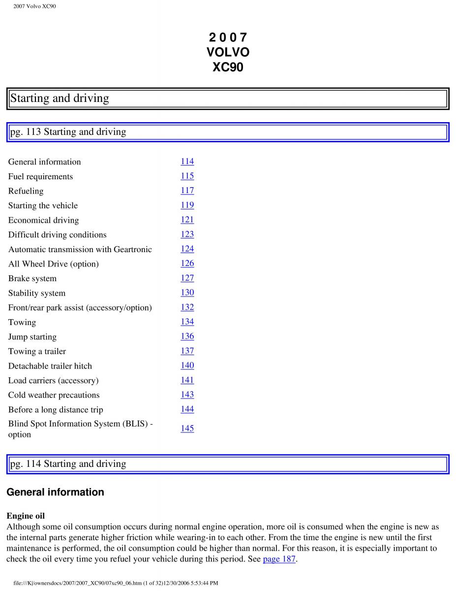 manual Volvo XC90 Volvo XC90 I 1 owners manual / page 125