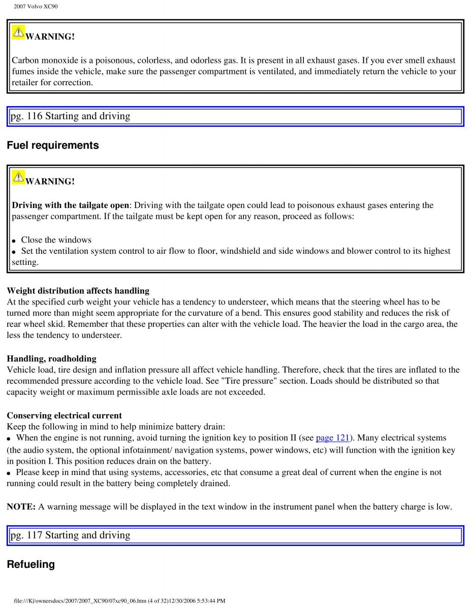 manual Volvo XC90 Volvo XC90 I 1 owners manual / page 128