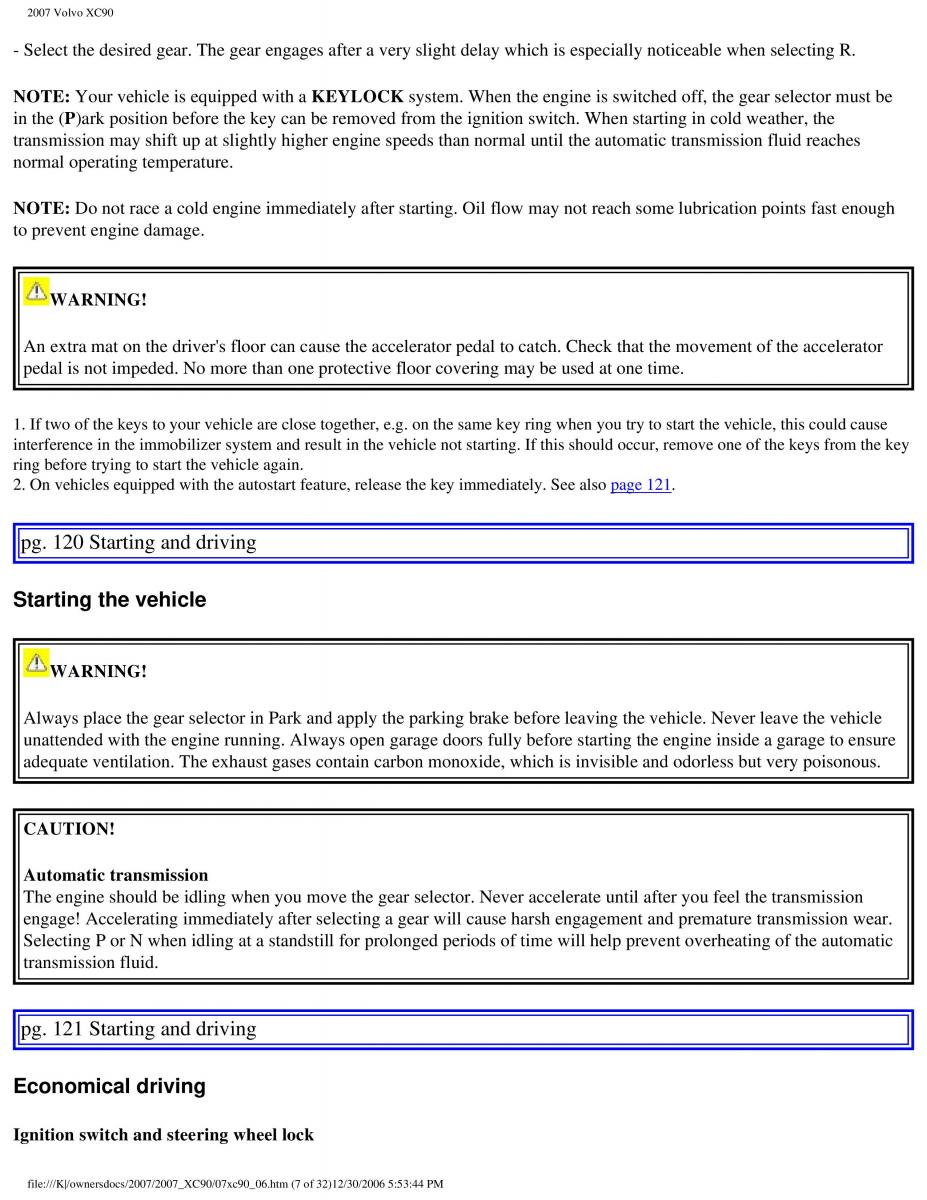 manual Volvo XC90 Volvo XC90 I 1 owners manual / page 131