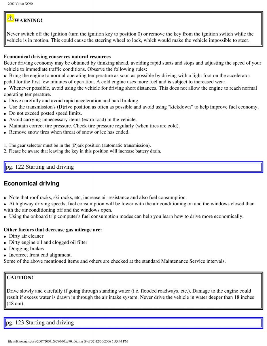 manual Volvo XC90 Volvo XC90 I 1 owners manual / page 133