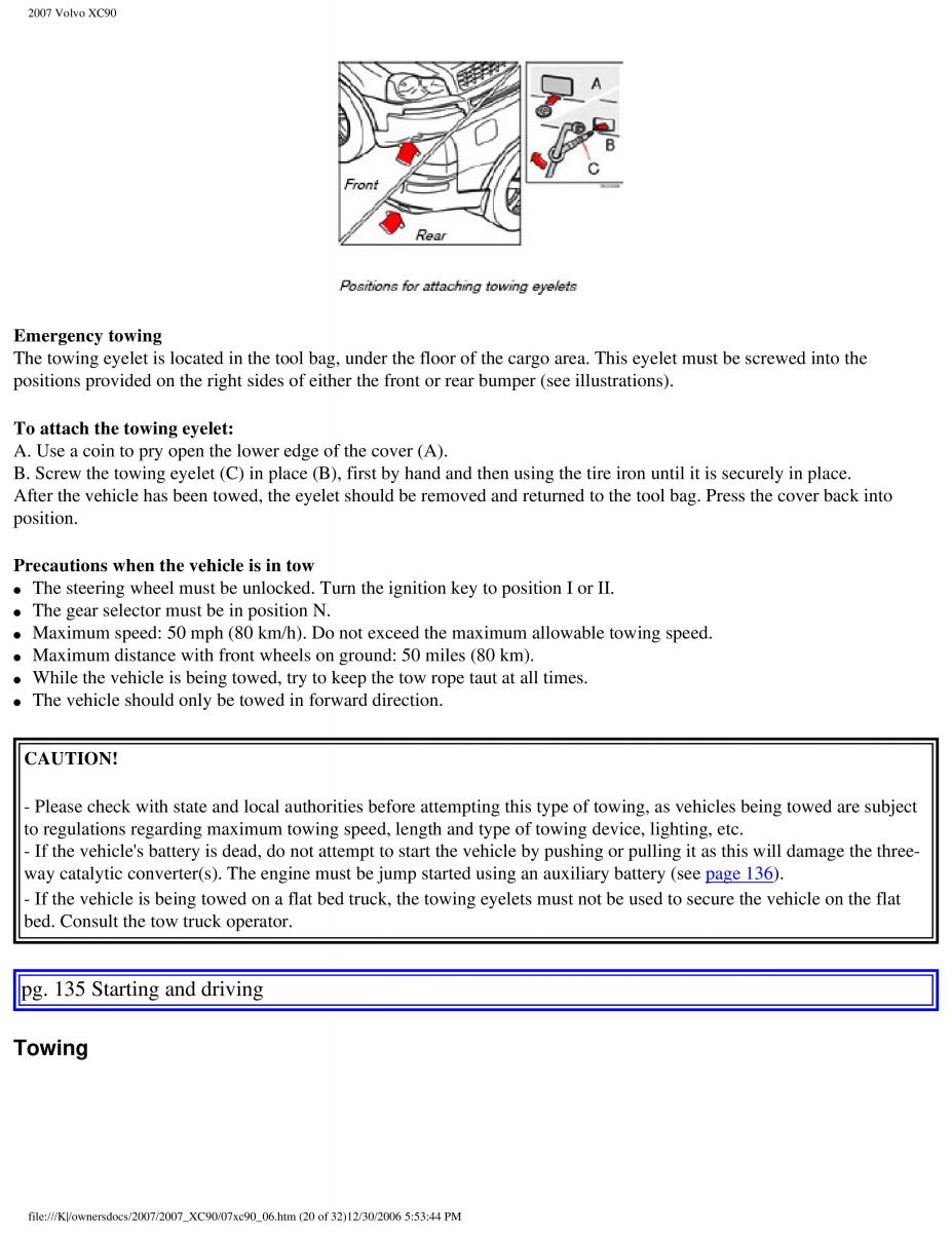 manual Volvo XC90 Volvo XC90 I 1 owners manual / page 144