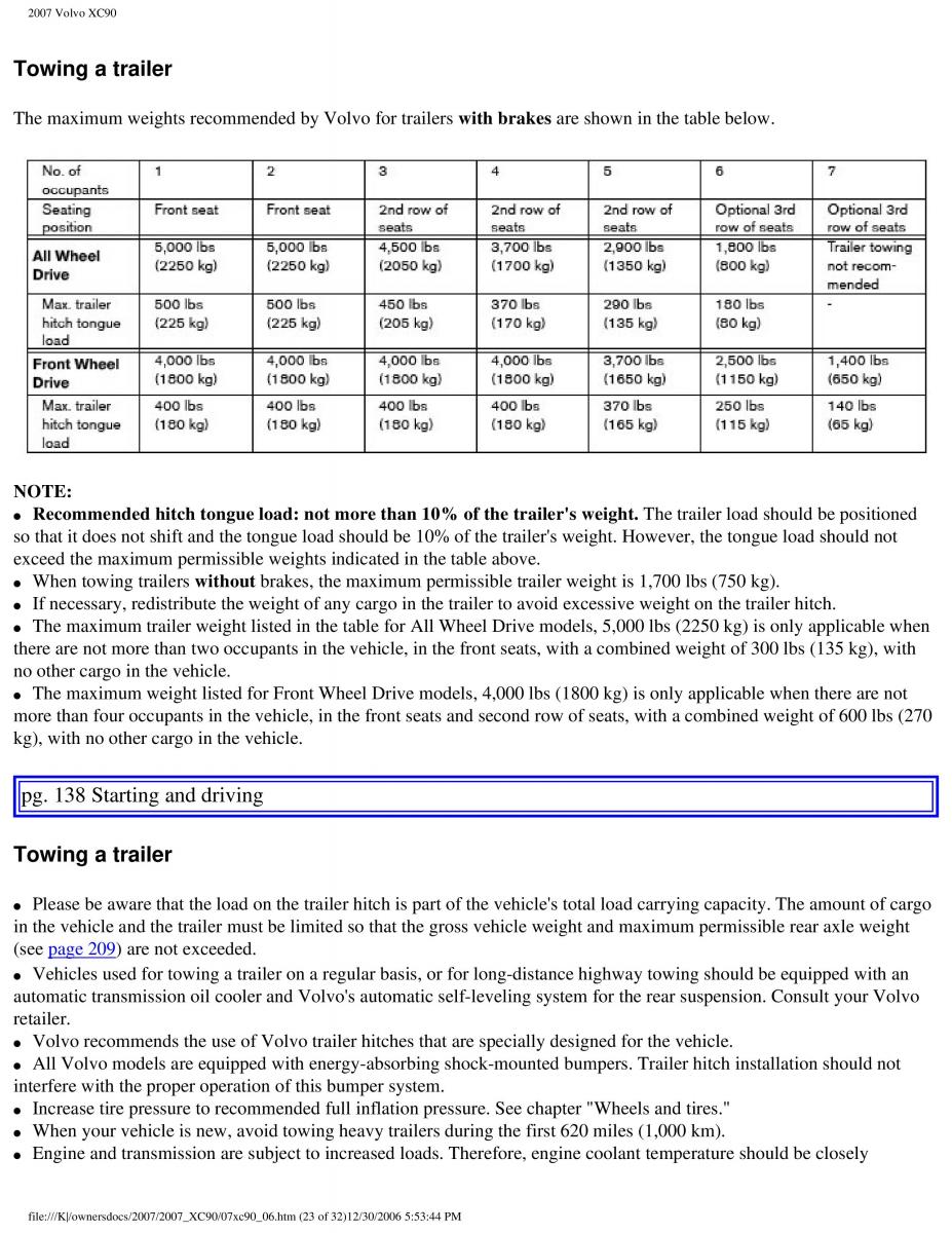 manual Volvo XC90 Volvo XC90 I 1 owners manual / page 147