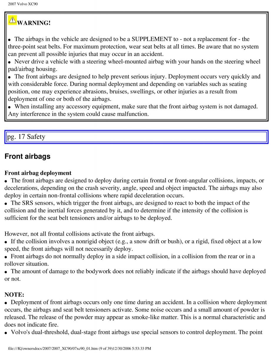 Volvo XC90 I 1 owners manual / page 16