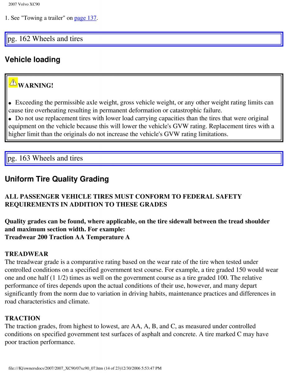 manual Volvo XC90 Volvo XC90 I 1 owners manual / page 170