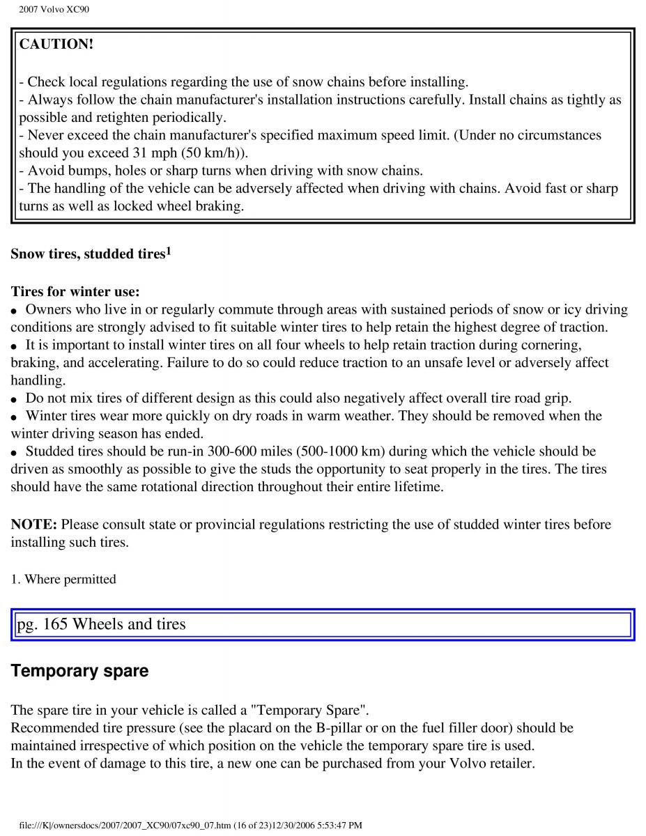 manual Volvo XC90 Volvo XC90 I 1 owners manual / page 172