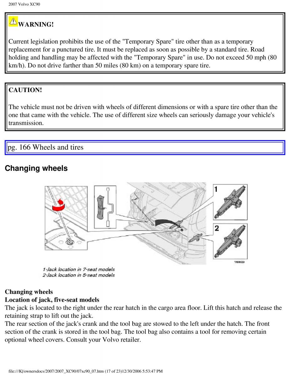 manual Volvo XC90 Volvo XC90 I 1 owners manual / page 173