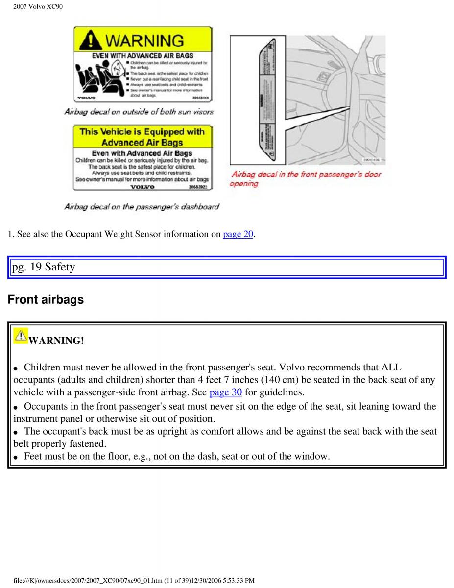 manual Volvo XC90 Volvo XC90 I 1 owners manual / page 18