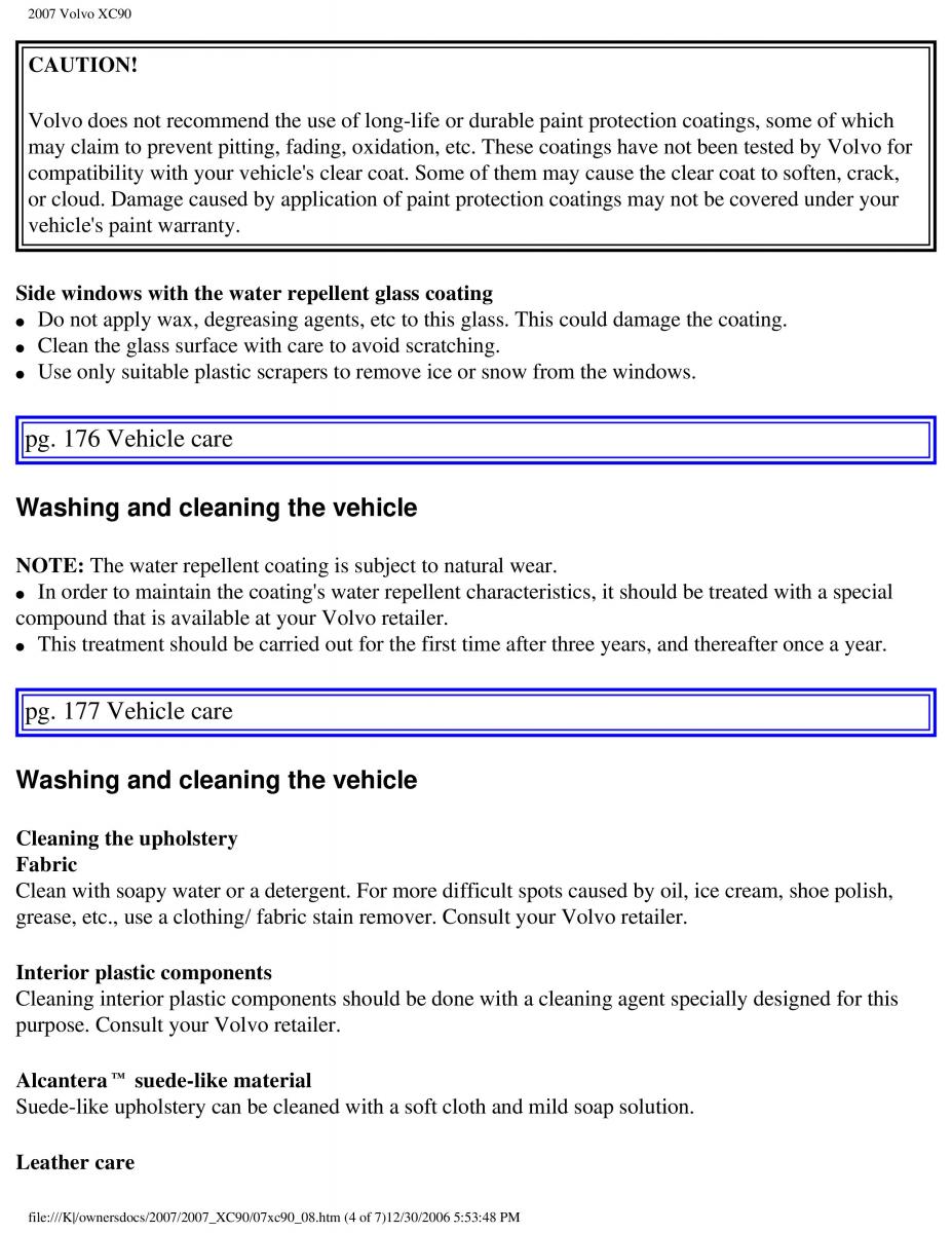 manual Volvo XC90 Volvo XC90 I 1 owners manual / page 183