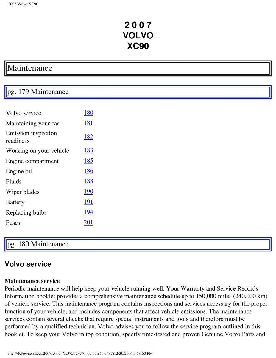 manual Volvo XC90 Volvo XC90 I 1 owners manual / page 187