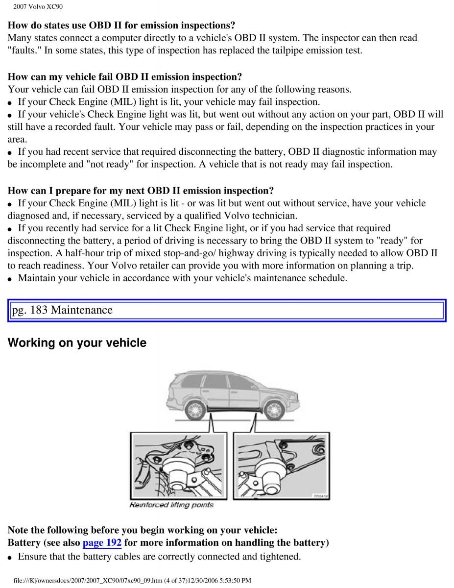 manual Volvo XC90 Volvo XC90 I 1 owners manual / page 190