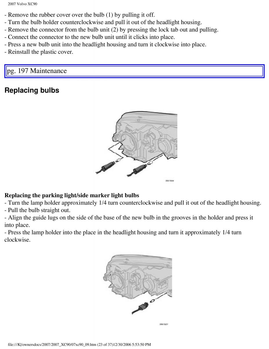 manual Volvo XC90 Volvo XC90 I 1 owners manual / page 209