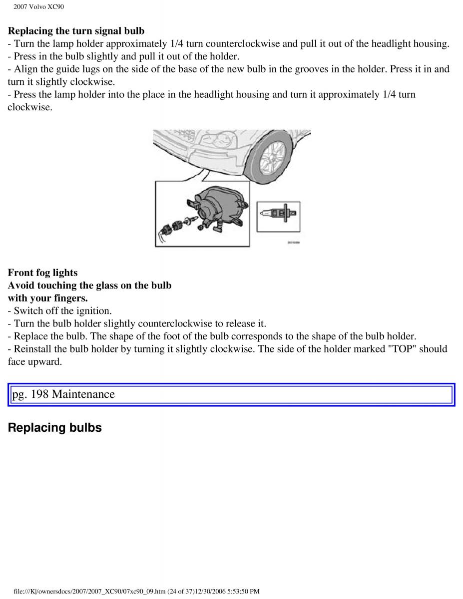 manual Volvo XC90 Volvo XC90 I 1 owners manual / page 210