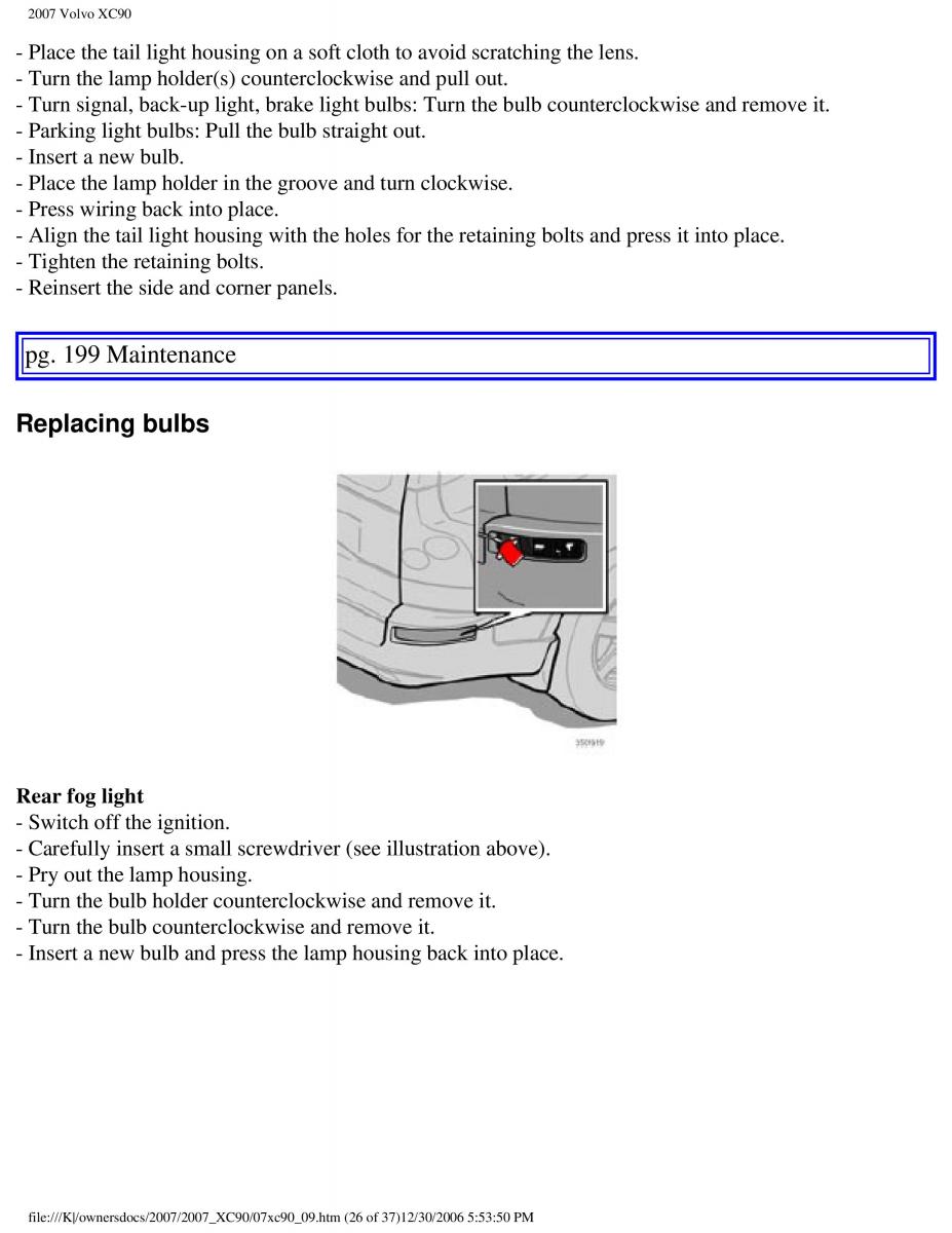 manual Volvo XC90 Volvo XC90 I 1 owners manual / page 212