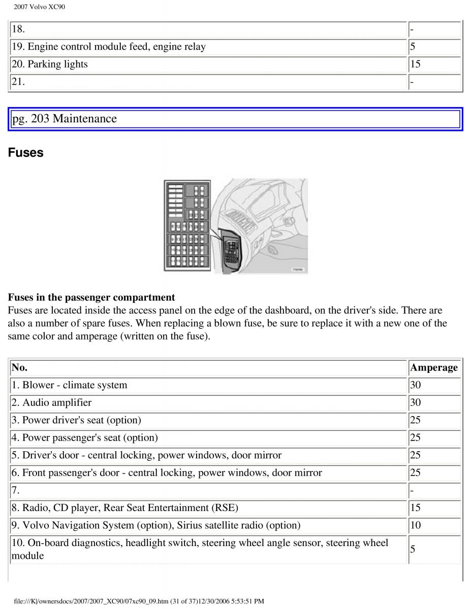 manual Volvo XC90 Volvo XC90 I 1 owners manual / page 217