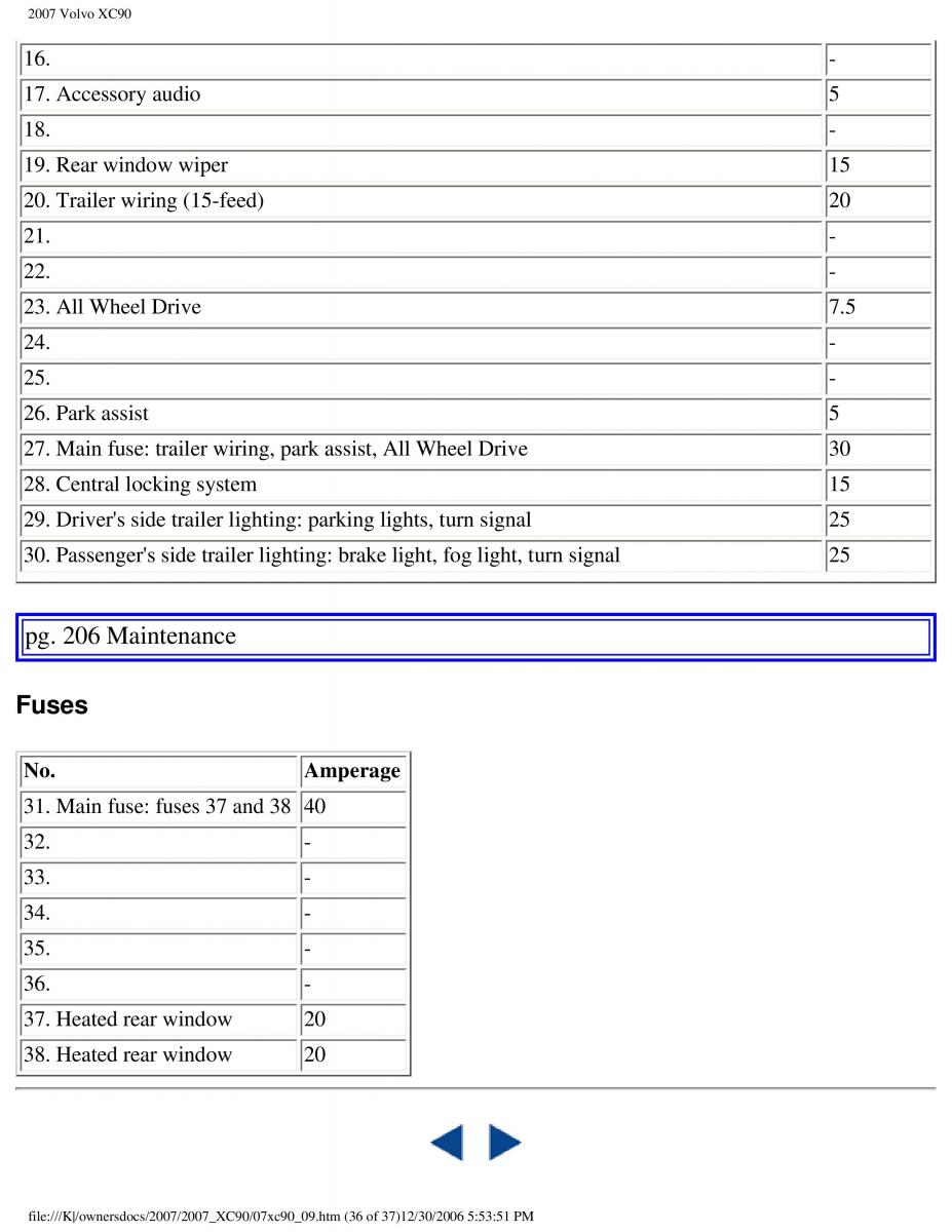 manual Volvo XC90 Volvo XC90 I 1 owners manual / page 222