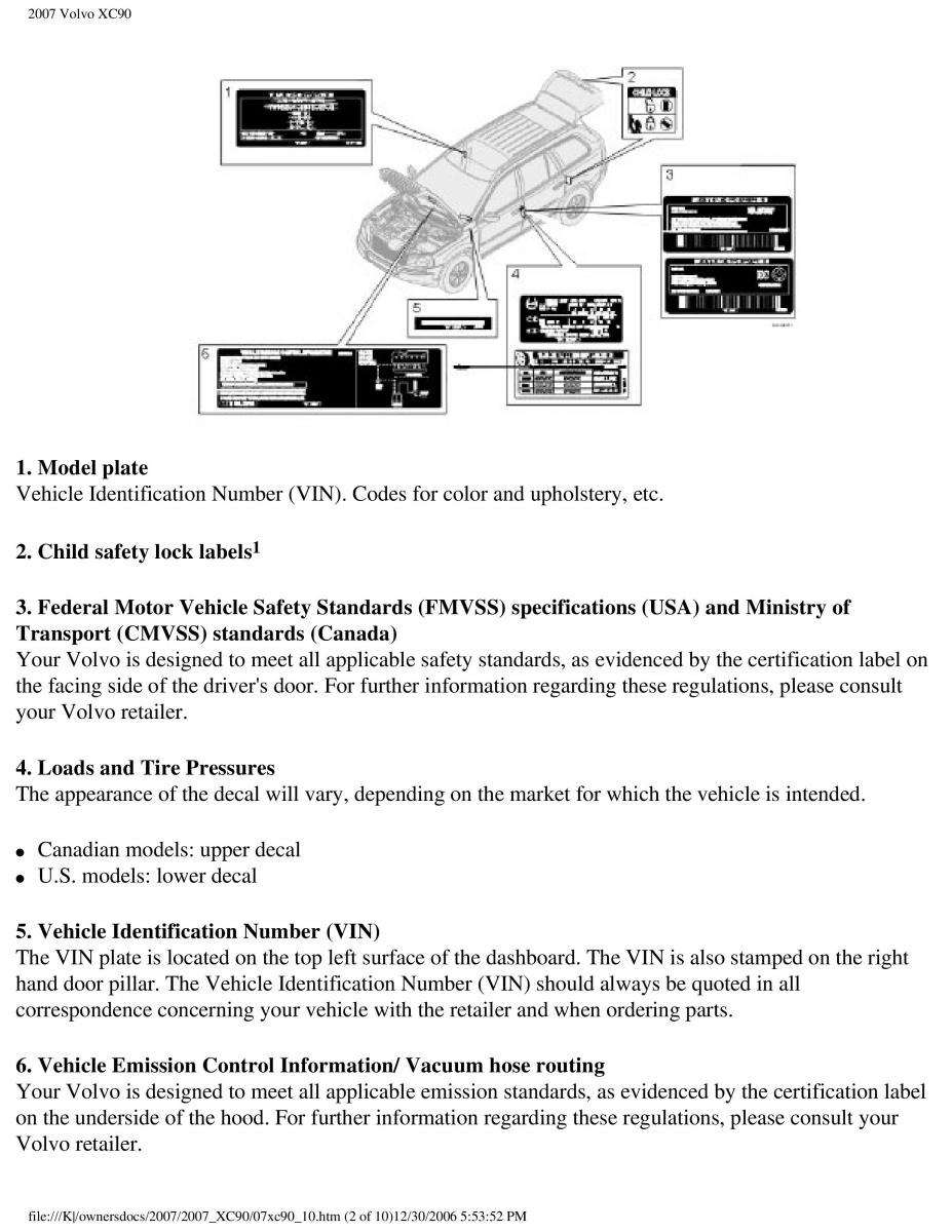 manual Volvo XC90 Volvo XC90 I 1 owners manual / page 225