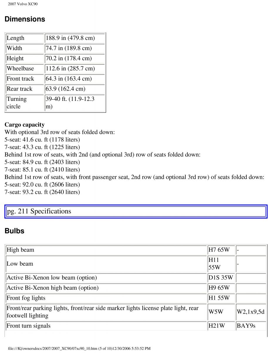 manual Volvo XC90 Volvo XC90 I 1 owners manual / page 228