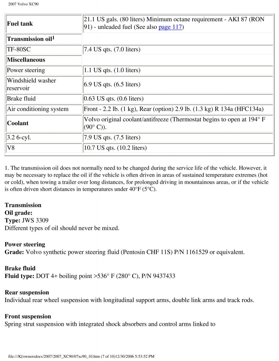 manual Volvo XC90 Volvo XC90 I 1 owners manual / page 230