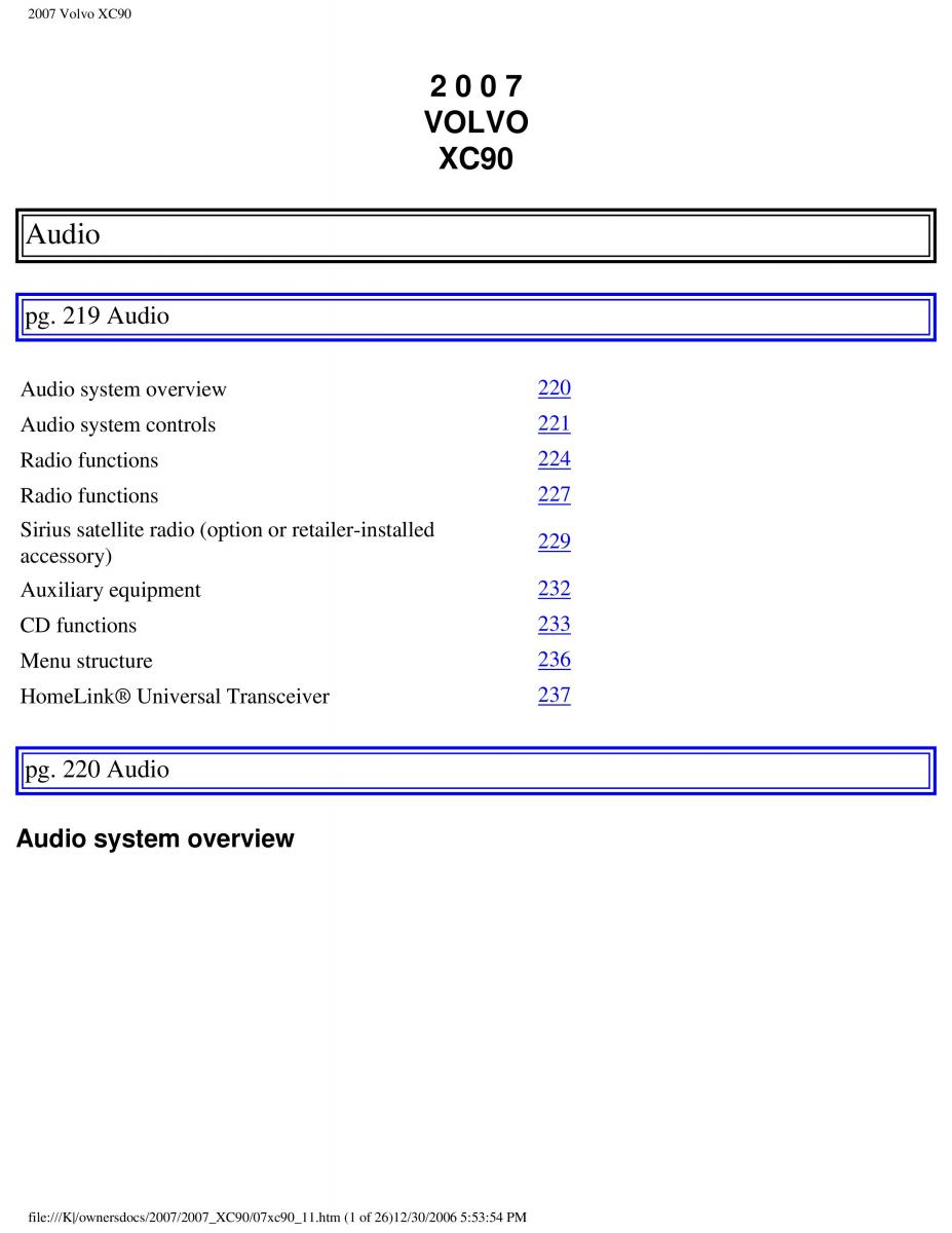 manual Volvo XC90 Volvo XC90 I 1 owners manual / page 234