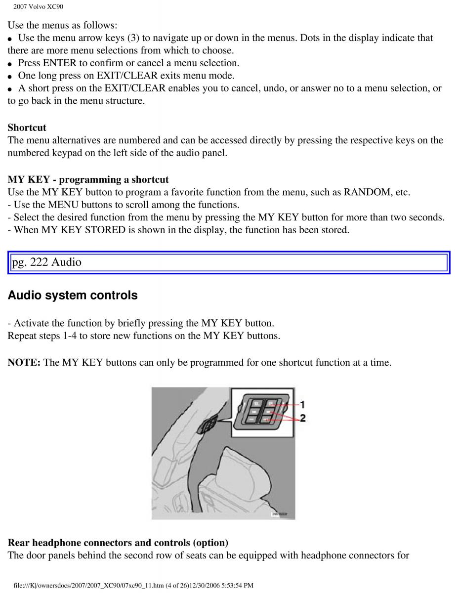 manual Volvo XC90 Volvo XC90 I 1 owners manual / page 237