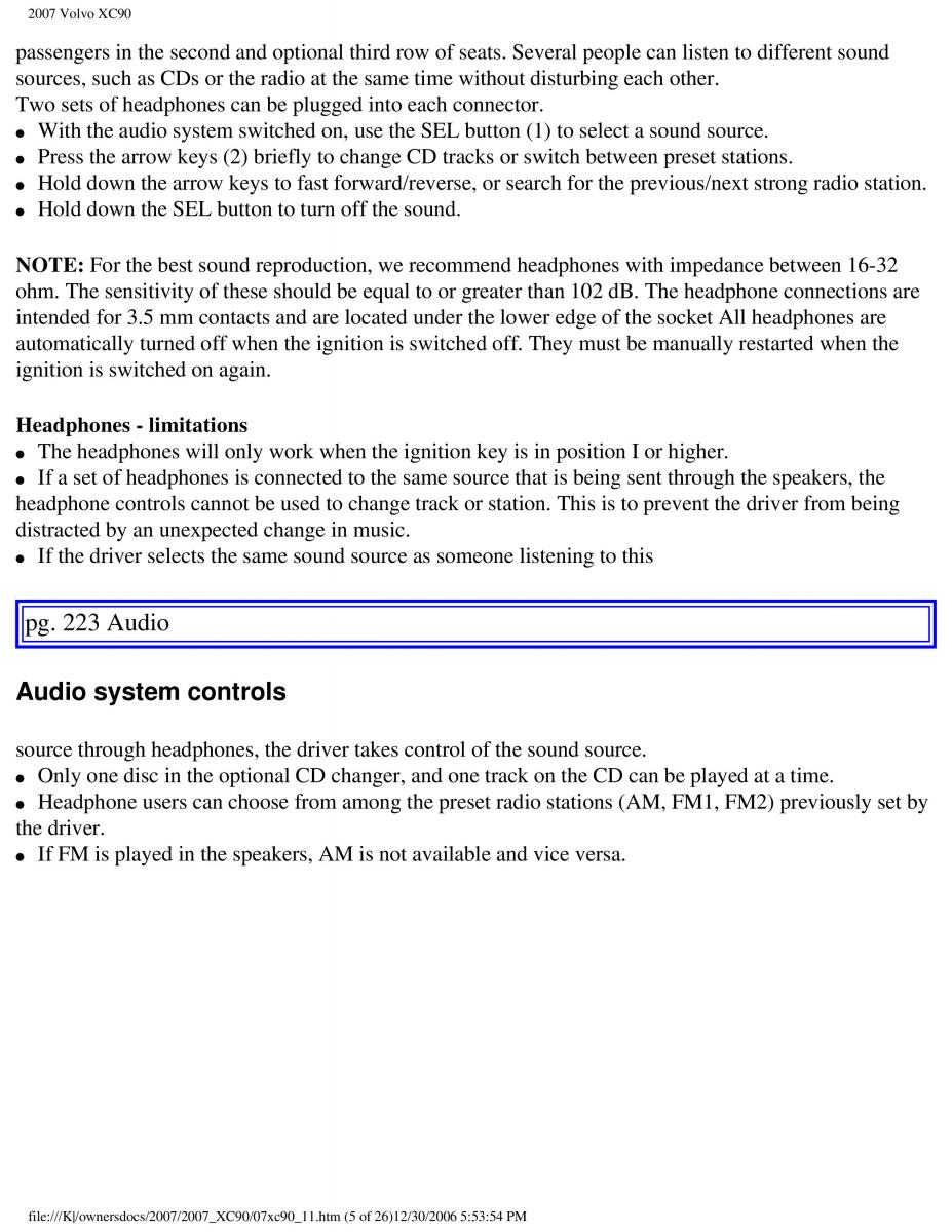 manual Volvo XC90 Volvo XC90 I 1 owners manual / page 238