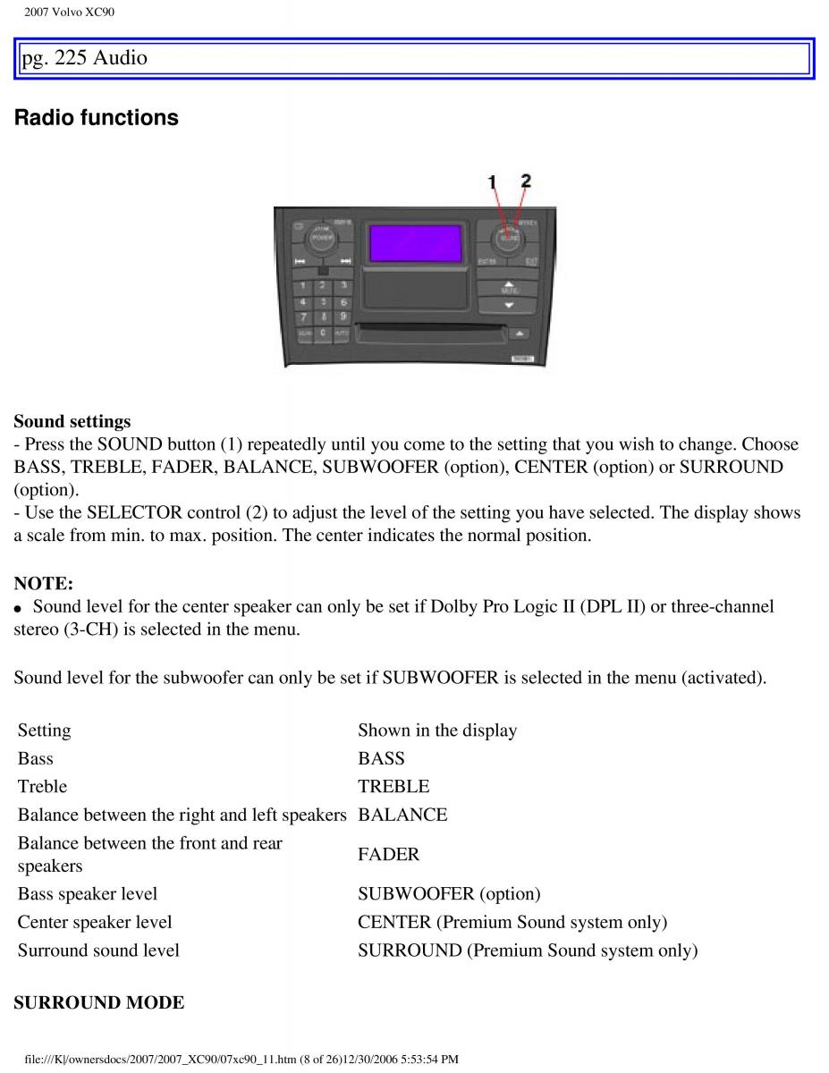 manual Volvo XC90 Volvo XC90 I 1 owners manual / page 241