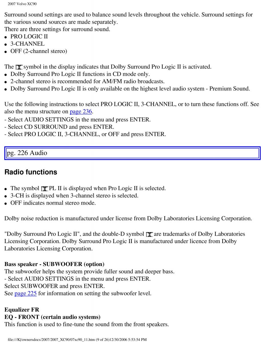 manual Volvo XC90 Volvo XC90 I 1 owners manual / page 242