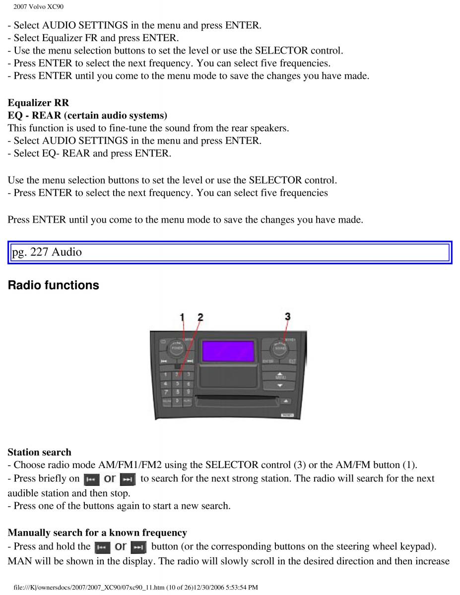 manual Volvo XC90 Volvo XC90 I 1 owners manual / page 243