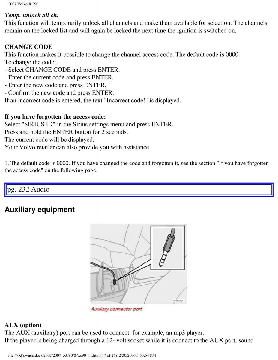 manual Volvo XC90 Volvo XC90 I 1 owners manual / page 250