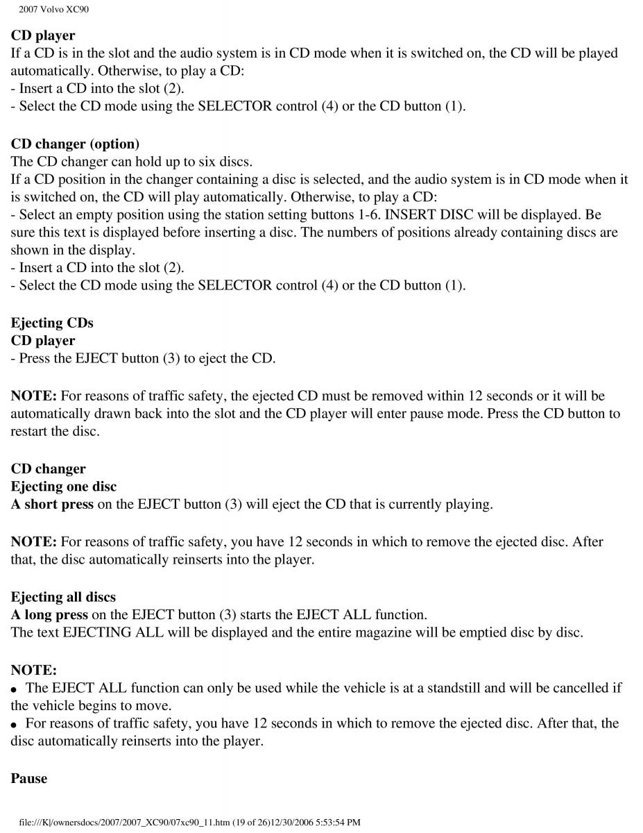 Volvo XC90 I 1 owners manual / page 252