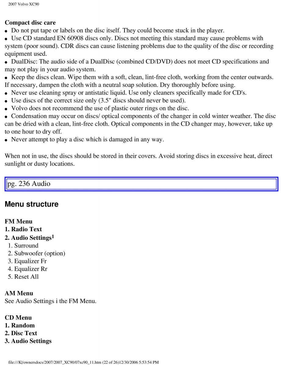 manual Volvo XC90 Volvo XC90 I 1 owners manual / page 255