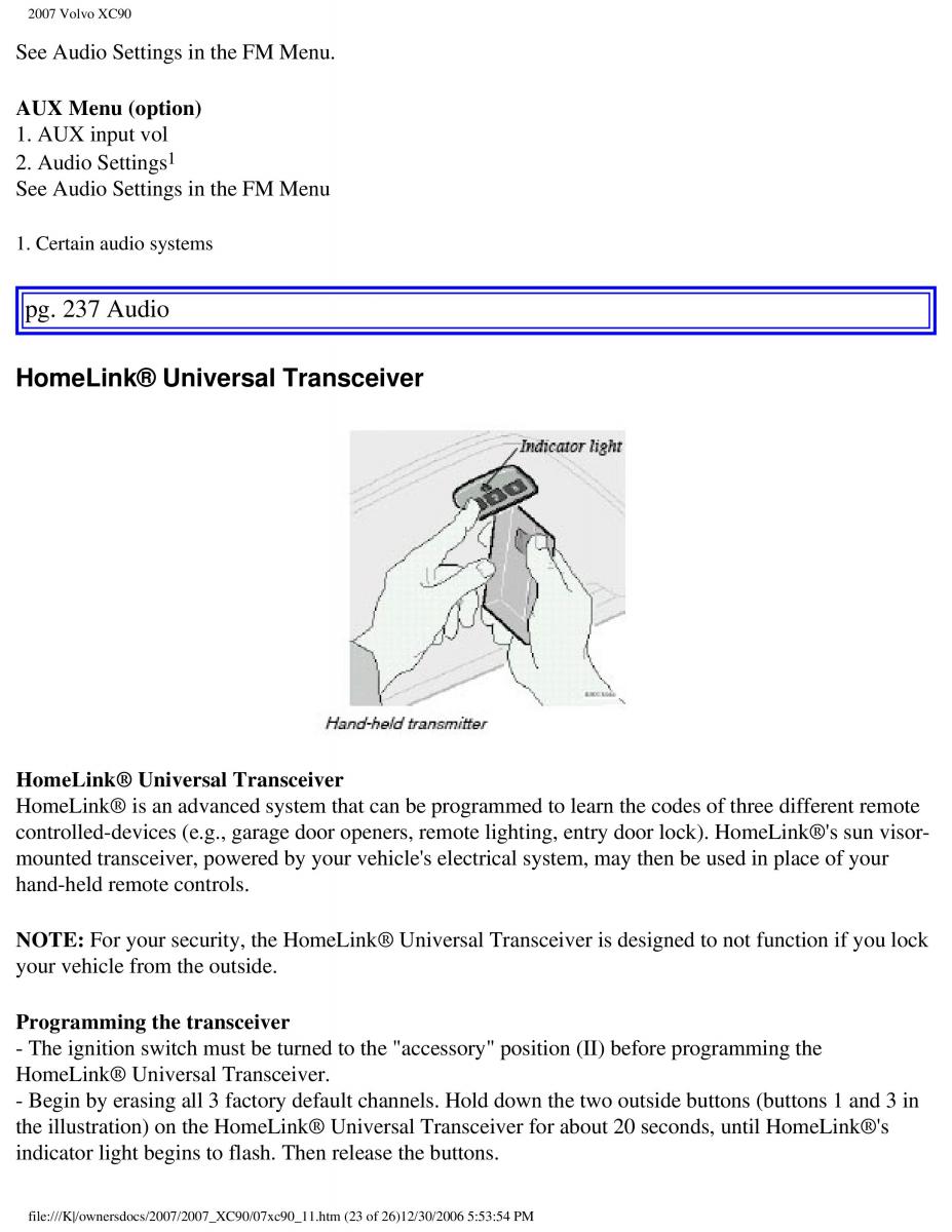 manual Volvo XC90 Volvo XC90 I 1 owners manual / page 256