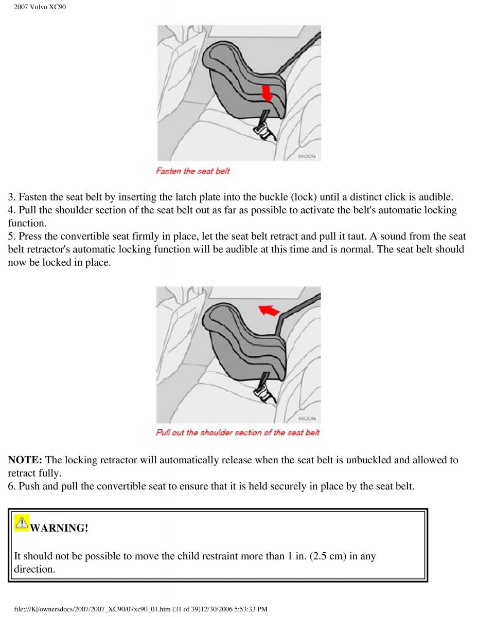 manual Volvo XC90 Volvo XC90 I 1 owners manual / page 38