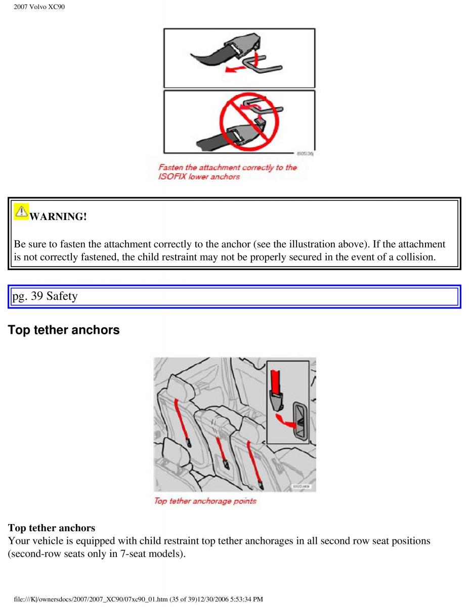 manual Volvo XC90 Volvo XC90 I 1 owners manual / page 42