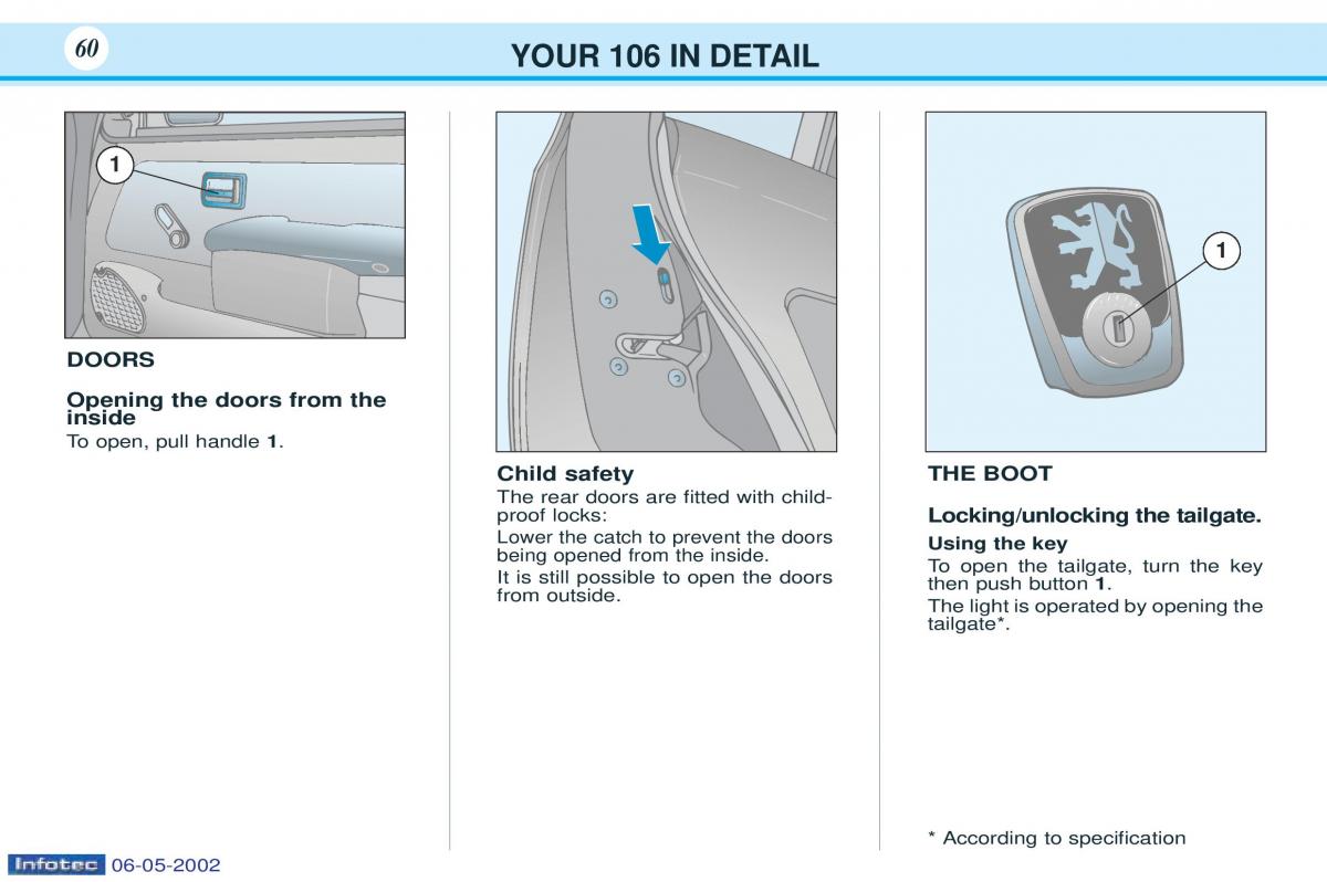 Peugeot 106 owners manual / page 57