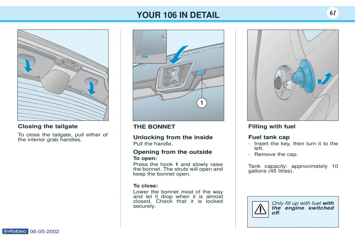 Peugeot 106 owners manual / page 59