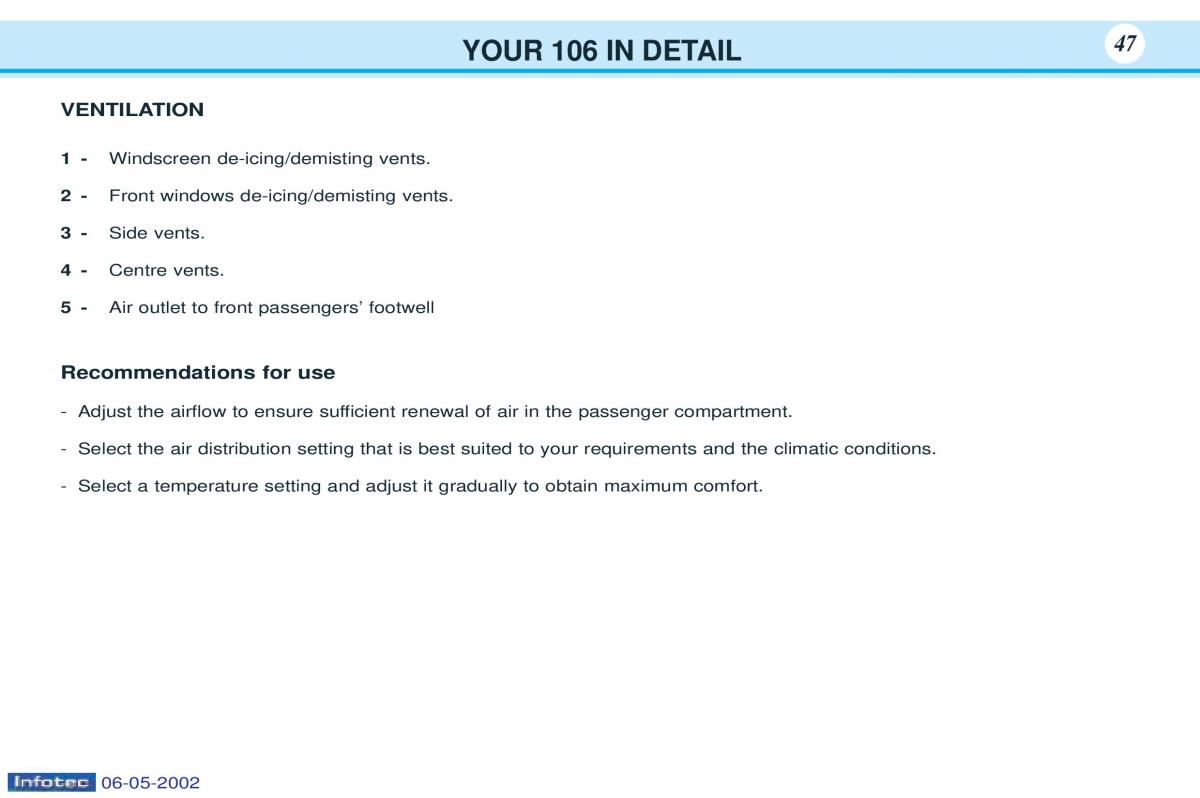 Peugeot 106 owners manual / page 41