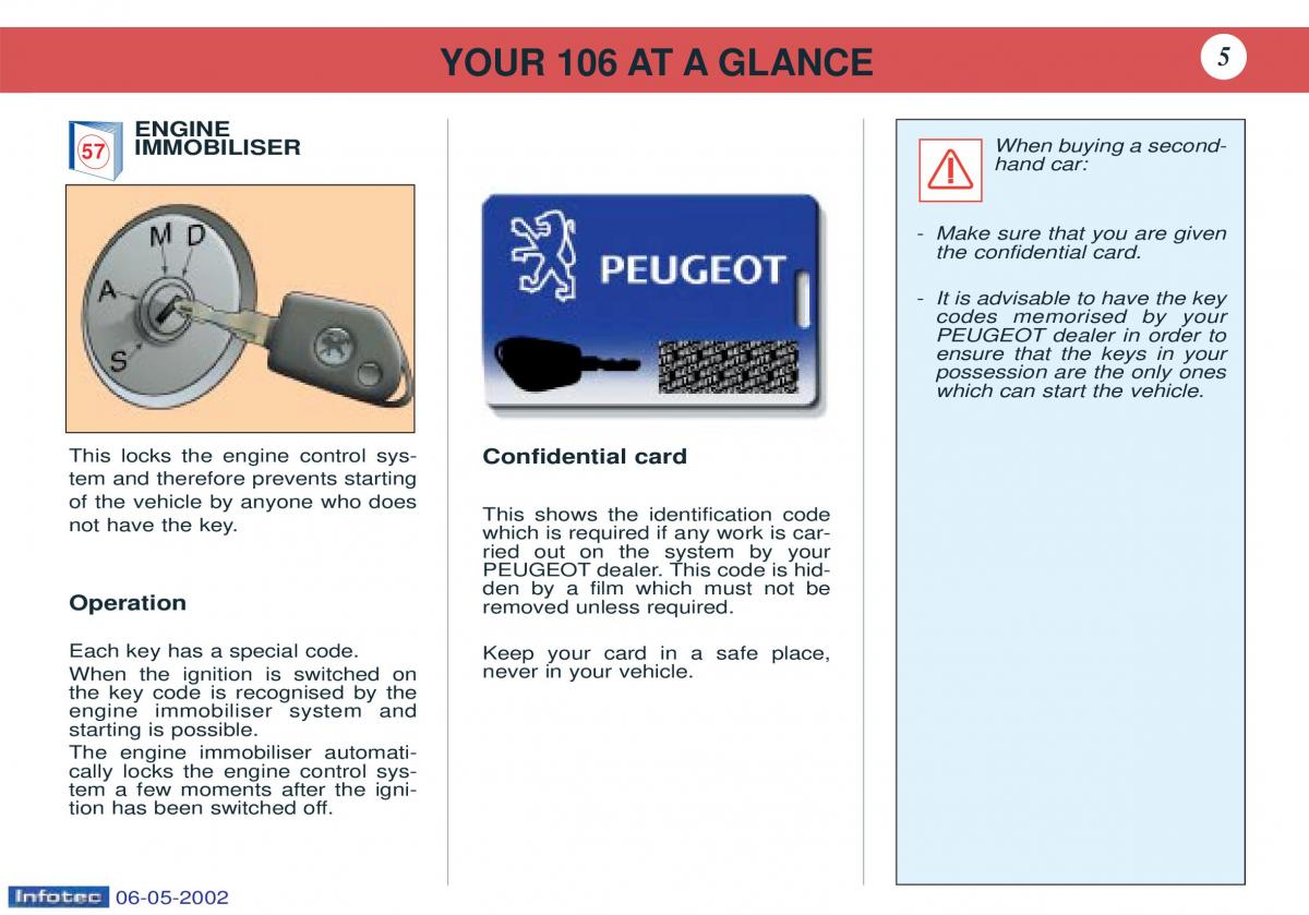 Peugeot 106 owners manual / page 44
