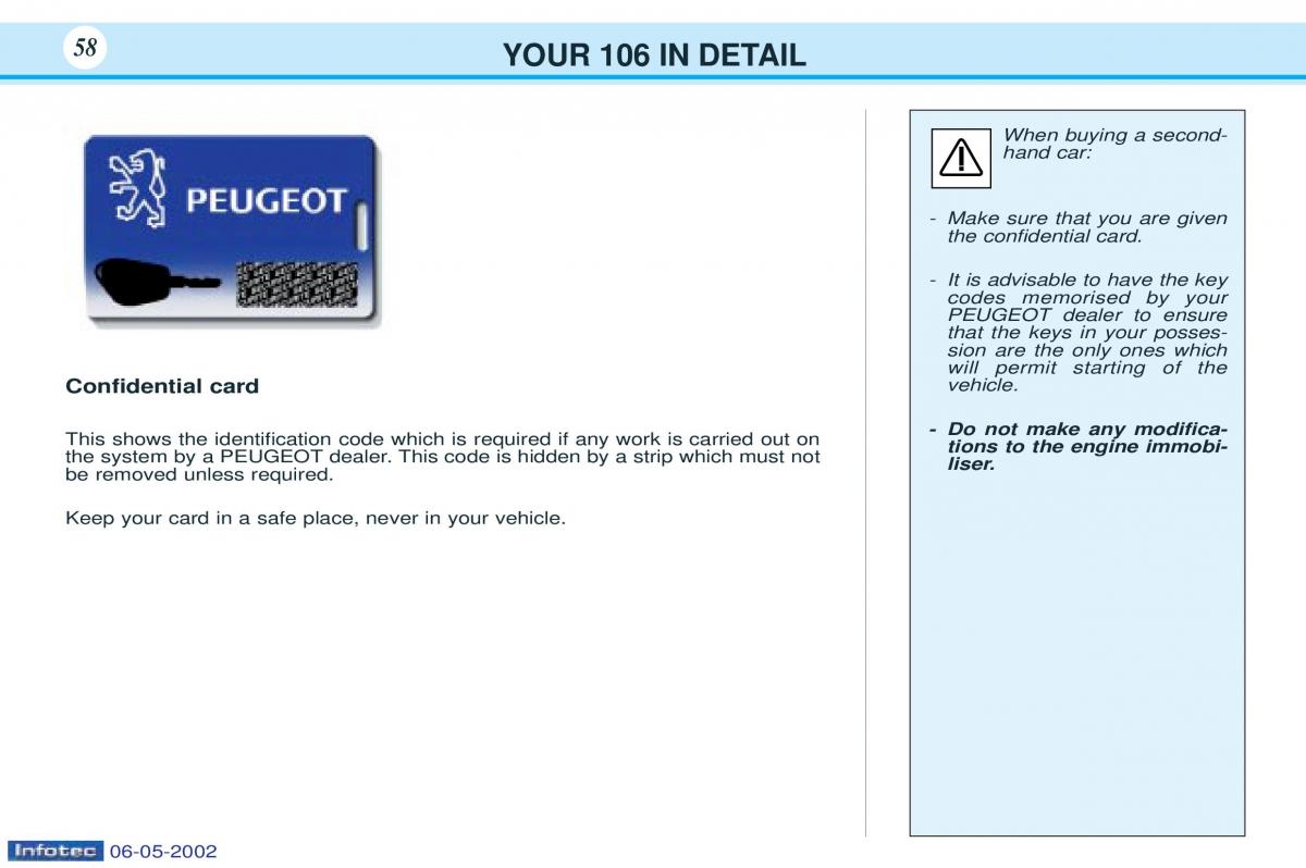 Peugeot 106 owners manual / page 54