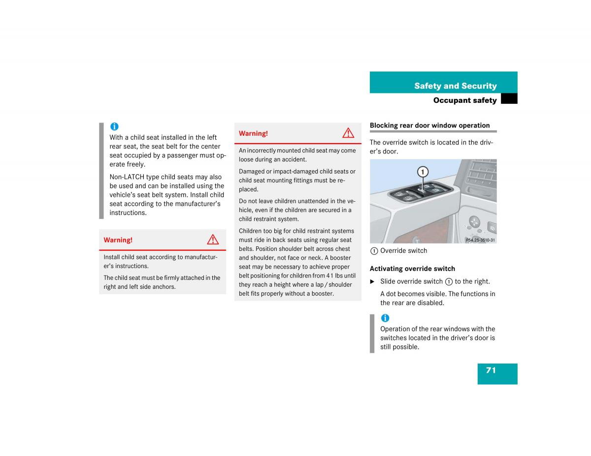 Mercedes Benz G500 G55 AMG owners manual / page 71