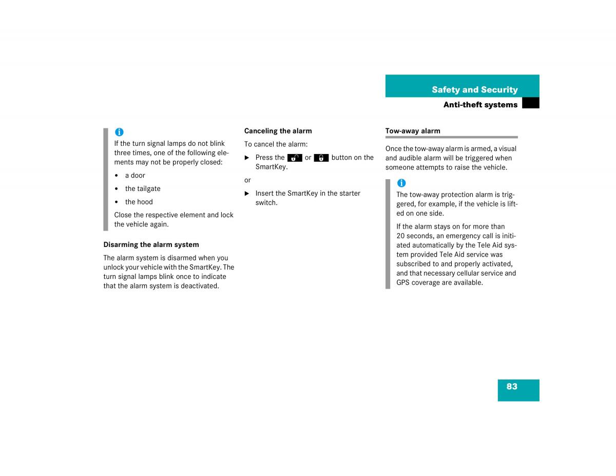 Mercedes Benz G500 G55 AMG owners manual / page 83