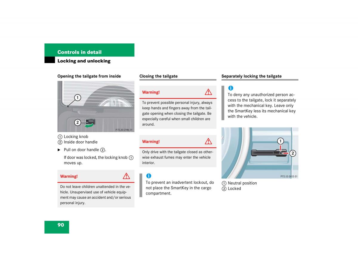 Mercedes Benz G500 G55 AMG owners manual / page 90