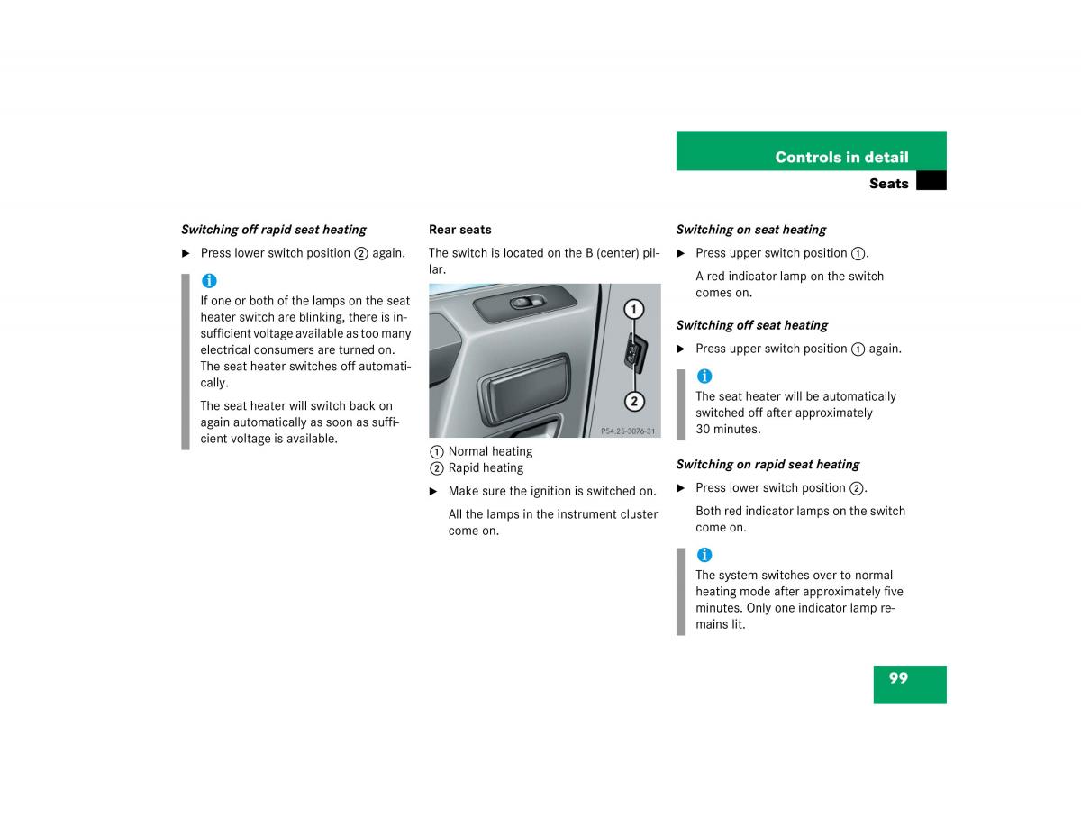 Mercedes Benz G500 G55 AMG owners manual / page 99