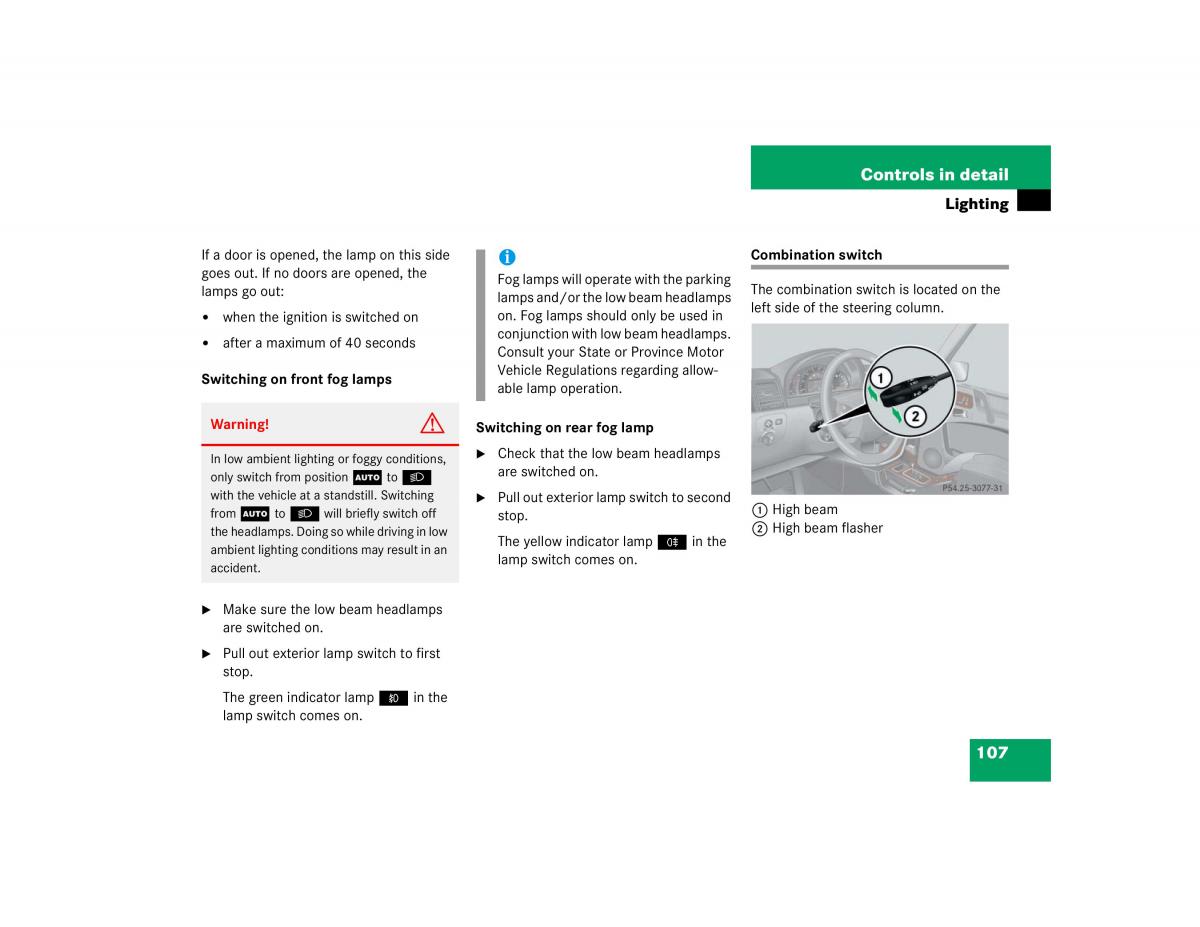 Mercedes Benz G500 G55 AMG owners manual / page 107