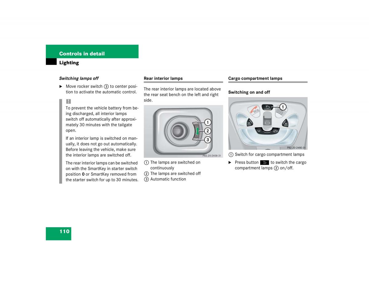 Mercedes Benz G500 G55 AMG owners manual / page 110