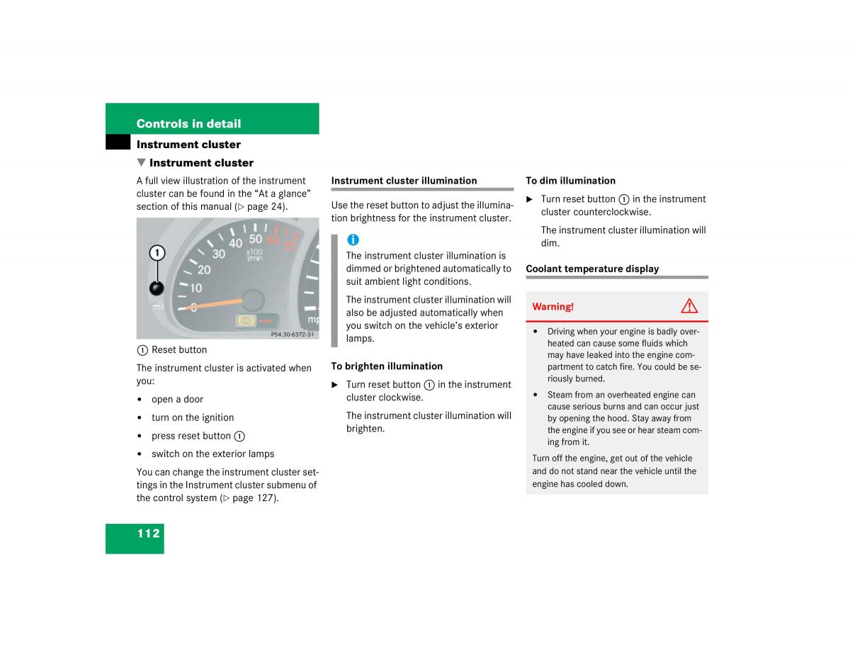 Mercedes Benz G500 G55 AMG owners manual / page 112